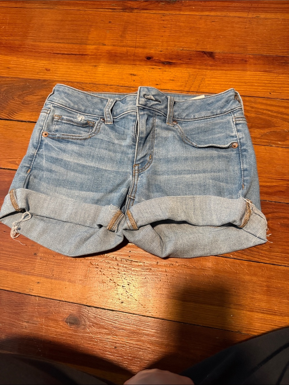 American Eagle Outfitters Light Blue Rolled Cuff Denim Shorts
